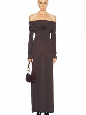 SKIMS Sheer Modal Off Shoulder Long Dress Phoenix XL NWT